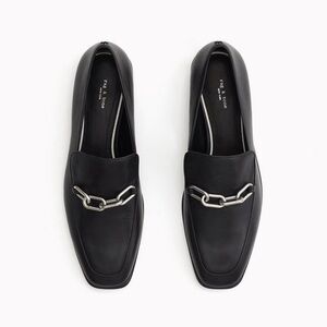 rag & bone Black Loafers with Silver Chain